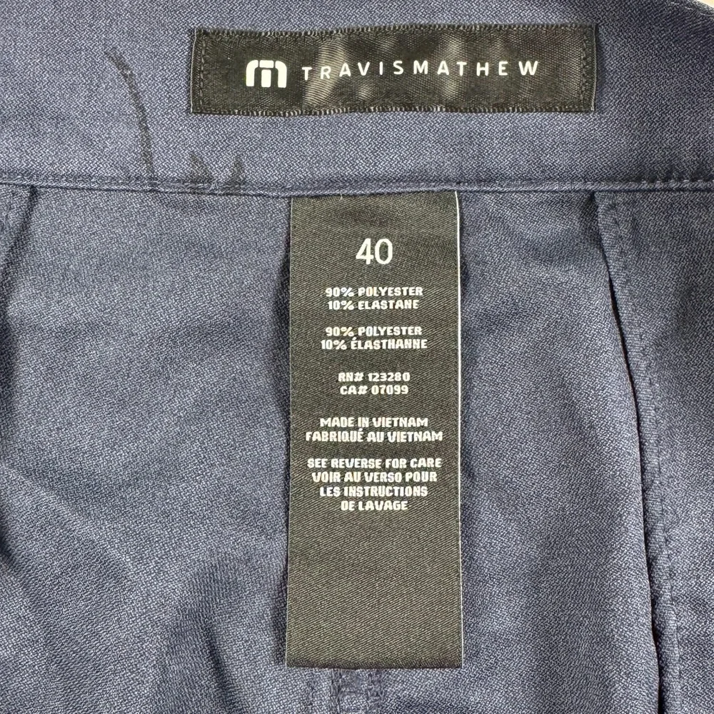 Travis Mathew Men's Shorts Navy Blue with Allover Palm Tree Graphic Size 40
